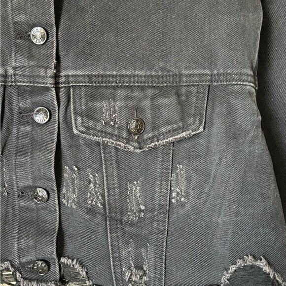 Trio Urban Lost Angeles Jean Black Jacket Cropped Cut Out Size XS - Picture 7 of 8